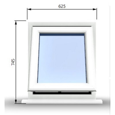 625mm (W) x 745mm (H) PVCu StormProof Casement Window - 1 Opening Window - Toughened Safety Glass - White