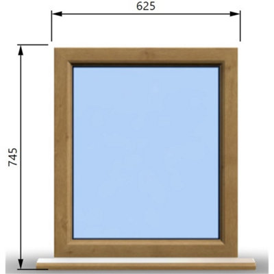 625mm (W) x 745mm (H) Wooden Stormproof Window - 1 Window (Non Opening) - Toughened Safety Glass