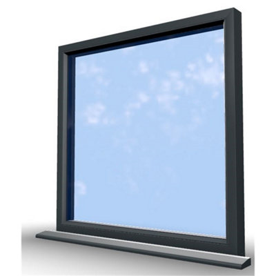 625mm (W) x 895mm (H) Aluminium Flush Casement Window - 1 Non Opening Window - Anthracite Internal & External