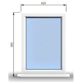 625mm (W) x 895mm (H) PVCu StormProof Casement Window - 1 Non Opening Window  - Toughened Safety Glass - White