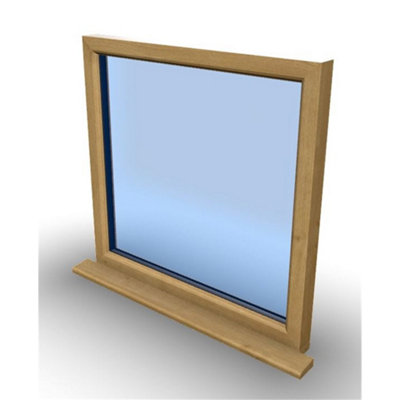 625mm (W) x 895mm (H) Wooden Stormproof Window - 1 Window (Non Opening) - Toughened Safety Glass - 9