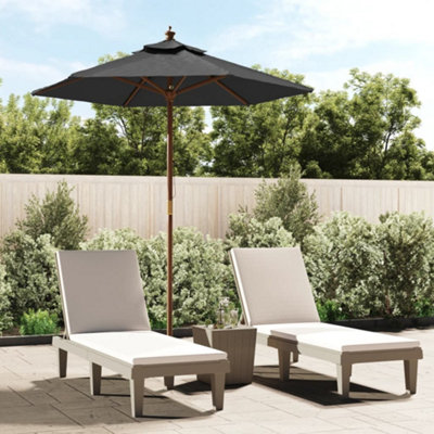 B&Q -  Garden Parasol With Wooden Pole Anthracite 196X231 Cm