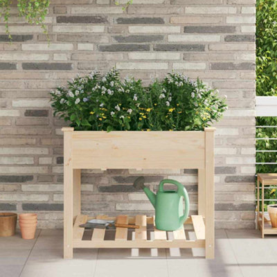 Berkfield Garden Planter Beige 90 X 90 X 76.5 Cm Solid Fir Wood from B&Q