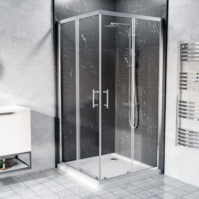 Nes Home 760 X 760mm Square Corner Entry Sliding Door Shower Enclosure Chrome from B&Q