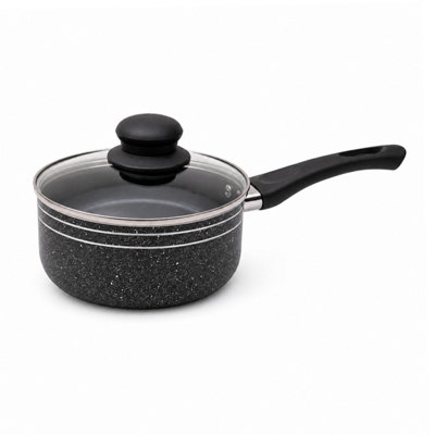 B&Q -  18Cm Non-Stick Pressed Aluminium Saucepan With Tempered Glass Lid