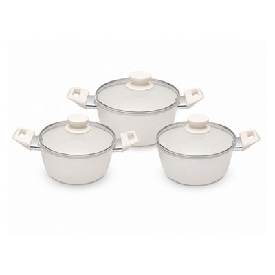 Royalford Unisex Cream 3 Piece Casserole Dishes Set Non-Stick Induction Compatible 5.8L, 4L & 2.2L In - Image 4