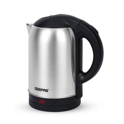 Geepas Stainless Steel Electric Jug Kettle 1500W Rapid Boil & Boil Dry Protection 1.8L