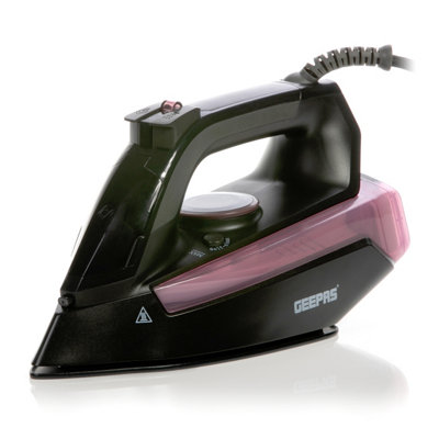 Geepas Black 2200W Steam Iron For Crisp Ironed Clothes Ceramic Non-Stick Coating Plate,