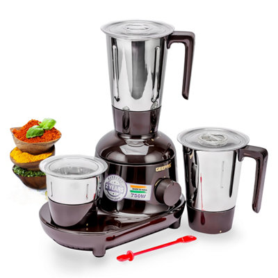 Geepas 750W 3-In-1 Mixer Grinder 3 Stainless Steel Jars For Dry & Wet Heavy Grinding