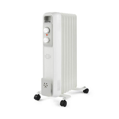 B&Q -  Electric 1500W Portable Oil Filled Heater Radiator 7 Fin White
