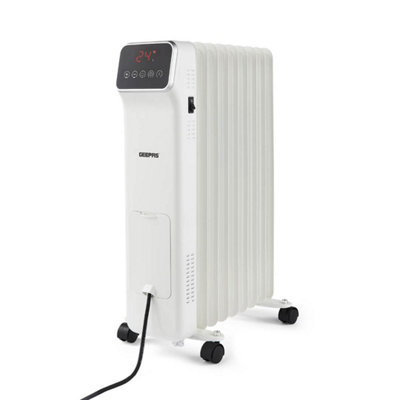 B&Q -  Digital  Oil Filled Radiator Portable 2000W 9 Fin With RemoteWhite
