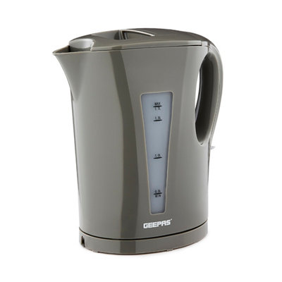 Geepas Grey Electric Kettle, 2200W Boil Dry Protection & Auto Shut Off Jug Kettle, 1.7L
