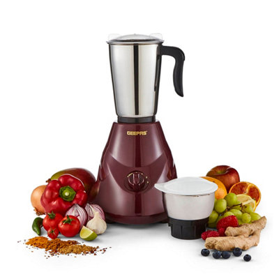 Geepas 550W 2-In-1 Mixer Grinder Stainless Steel Jars & Blades 3 Speed Blender from B&Q