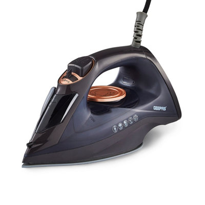 Geepas 2400W Steam Iron Dry & Wet Ceramic Non-Stick Gliding Soleplate Vertical in Black - Image 3