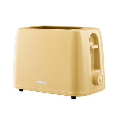 Geepas 650W 2 Slice Bread Toaster With 6 Level Browning Control Removable Crumb Tray, Cancel Function, Cord Storage - Beige