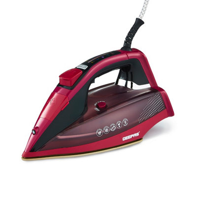 Geepas Steam Iron 350Ml Ceramic Soleplate Digital Display Self Clean 2400W, Pink
