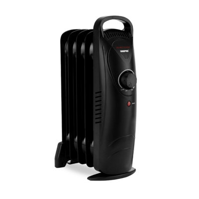 B&Q -  Mini Oil Filled Radiator 5 Fin450W Portable Electric Heater For Small RoomsBedroomOfficeBlack