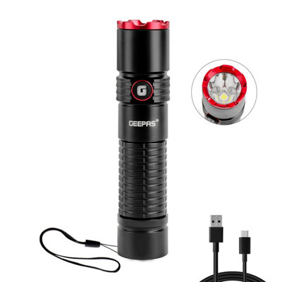 B&Q -  Rechargeable Led Flashlight 4000Mah Battery 1000M Range