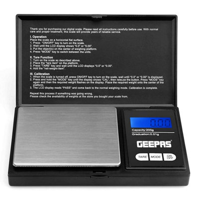 Geepas 200G Pocket Scale Precision Of 0.01G Small Weighing Machine from B&Q