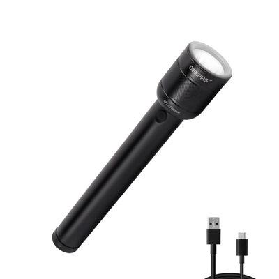 Geepas Rechargeable Led Flashlight 450M Range Led Torch Water Resistant