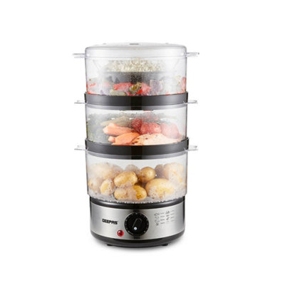 B&Q -  7.2L Food Steamer 3 Tier Vegetable Steamer 1 Hour Timer 400W