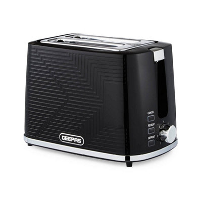 Geepas Opus 2 Slice Bread Toaster 7 Browning Control Auto Shut-Off, Black