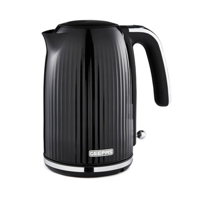 B&Q -  Fluted 1.7L Electric Cordless Kettle 3000W Rapid BoilBlack