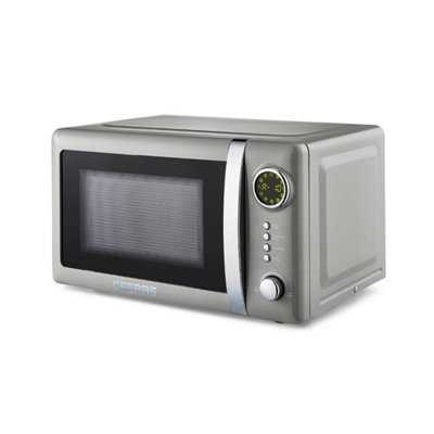 Geepas Grey Retrovive Digital Freestanding Microwave Oven 700W, 20L