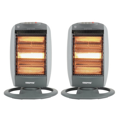 Geepas 1200W Halogen Heater Pack Of 2 400/800/1200W Heat Settings