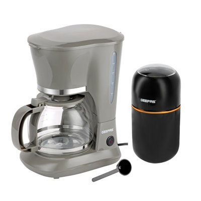 B&Q -  Coffee Machine & Coffee Grinder Combo Set Grey & Black