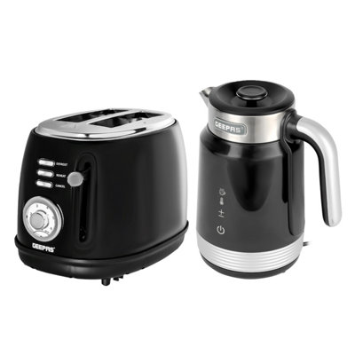 Geepas 1.7L Smart Stainless-Steel Kettle & 2 Slice Bread Toaster Combo