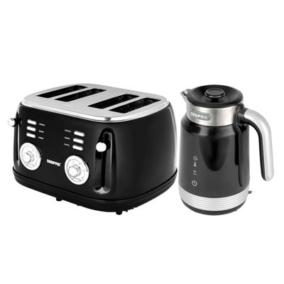 Geepas 1.7L Smart Stainless-Steel Kettle & 4 Slice Bread Toaster Combo Set