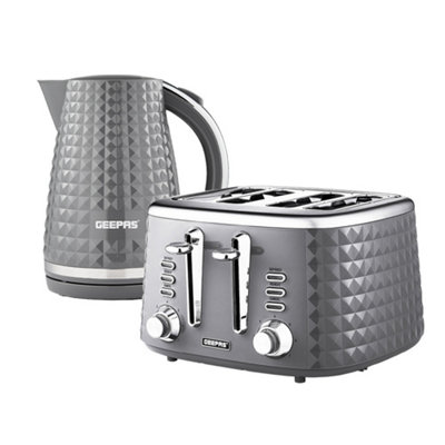 GEEPAS Argyle 4 Slice Bread Toaster & 1.7L Cordless Electric Kettle Combo Set with Textured Design | 1750W Toastie Machine 7 Browning Control | 2200W - Image 5