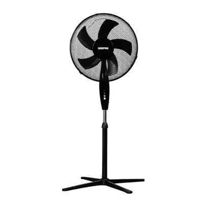 Geepas 16 Inch 5 Blade Pedestal Fan 45W  Oscillating Cooling Fan Height And Tilt AdjustableBlack from B&Q