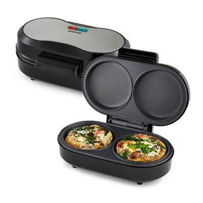 Geepas 850W Dual Omelette Maker Double Egg Cooker Makes 2 Omelettes in Metallic Silver - Image 5