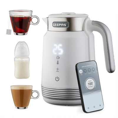 GEEPAS Digital Electric Kettle 1.7L Auto Shut Off Cool Touch 2200W White | Digital Temperature Control & Display, Stainless Steel, Strix Controller, Wifi Tuya Smart App Control, Rapid Boil - Image 10