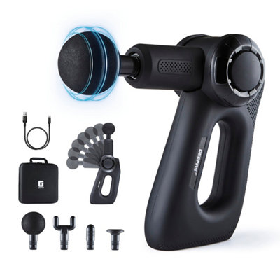B&Q -  Portable Massage Gun Deep Tissue 4 Heads 3 Adjustable Angles 5 Speeds