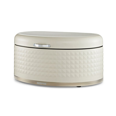 B&Q -  Argyle 9L Bread Bin Carbon Steel Container With Flip-Open LidCream
