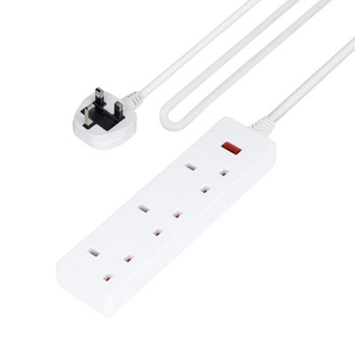 Geepas 3 Gang Extension Lead2M Cable Indicator Light Wall Mountable from B&Q