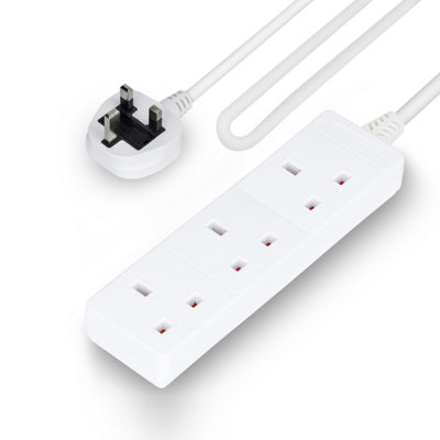 Geepas 3 Gang Extension Lead, 10M Cable 13A White