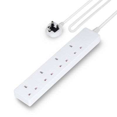 B&Q -  4 Gang Extension Lead2M Cable Wall Mountable & Multi Socket Mains Strip