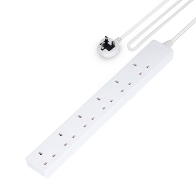 Geepas 6 Gang Extension Lead2M Cable Wall Mountable from B&Q