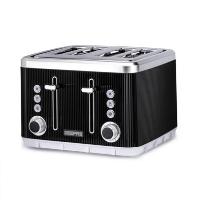 Geepas Arcus 4 Slice Toaster 7 Browning Levels Eject Defrost Reheat Function, Black
