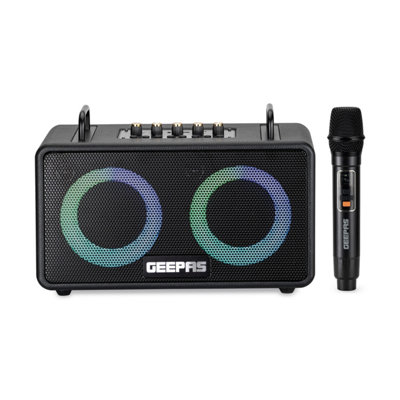 GEEPAS Karaoke Machine | Portable Bluetooth Speaker with UHF Wireless Microphone | Strong Bass RGB Lights BT5.3 USB/TF/AUX/FM/TWS | 6H Playtime IPX4 W - Image 5