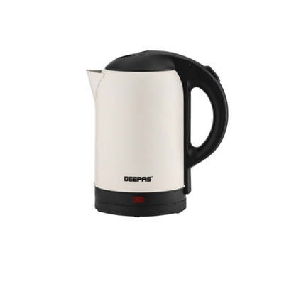 Geepas 1.8L Electric Jug Kettle Stainless Steel Black 1800W Cordless from B&Q