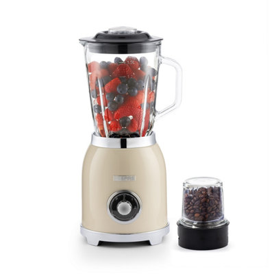 Geepas Retrovive 2-In-1 Food Jug Blender 1.5L Glass Juice Jar & Mini Coffee Spice Grinder MillCream from B&Q