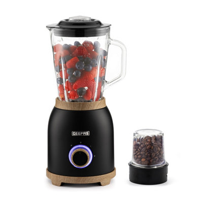 Geepas Nordiq 2-In-1 Blender 1.5L Glass Jug + Grinder 800W Black