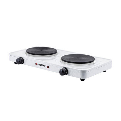 B&Q -  2000W Electric Double Hot Plate Adjustable Heat Settings Overheat Protection