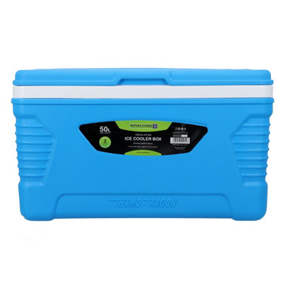 Royalford 50L Ice Cooler Box With Trolley Handle For Picnic CampingBlue from B&Q