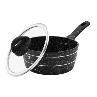 B&Q -  16Cm Saucepan Induction Safe Cookware Non-Stick Milk PotBlack